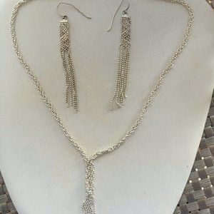 925 Sterling Silver set Necklace and earrings OTC 17"